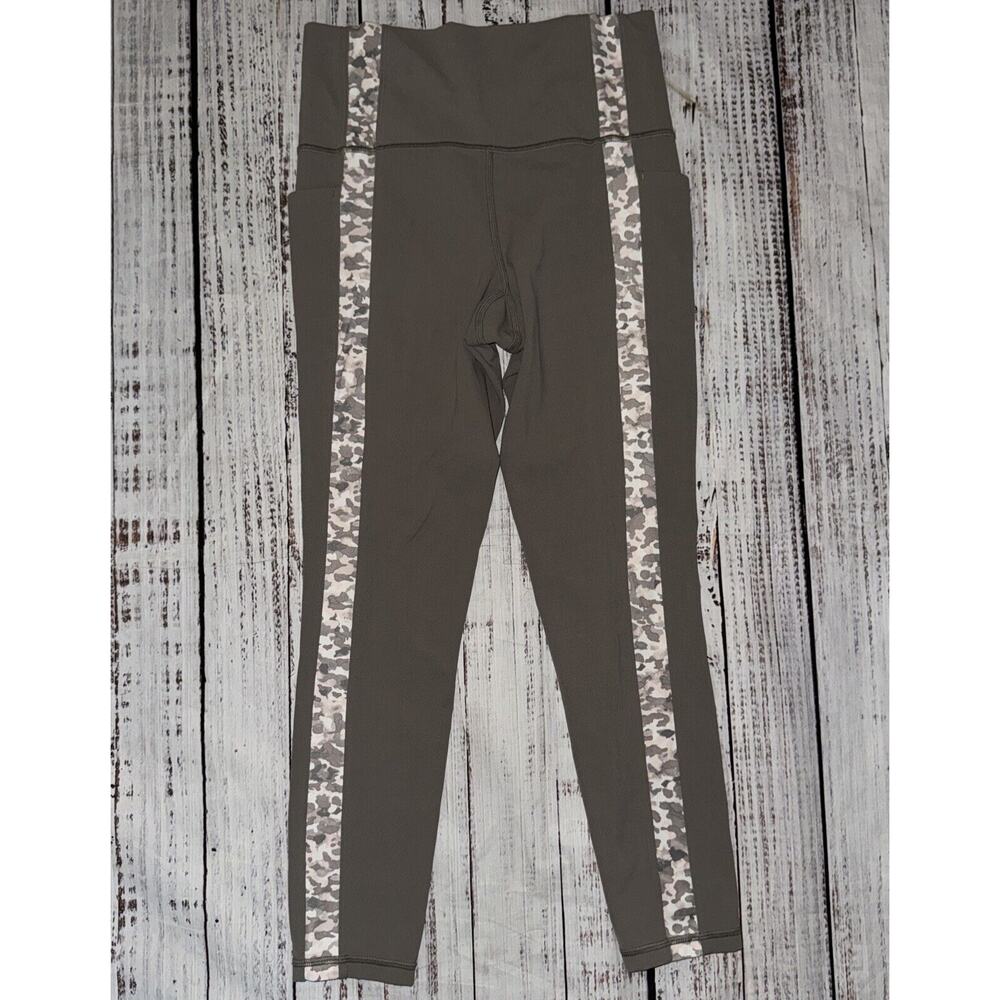 Athleta Olive Leggings with Camo Stripes